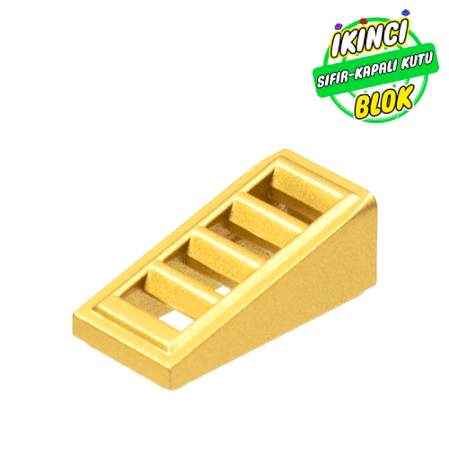 LEGO® 2 x 1 x 2/3 Izgaralı Eğimli Parça Metalik Altın Sıfır