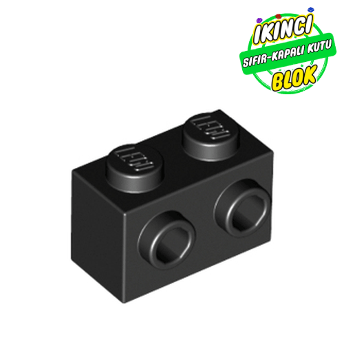 LEGO® 1 x 2 Tek Yön Studlı Modifiye Tuğla Siyah Sıfır
