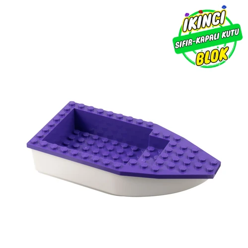 LEGO® Boat 8 x 16 x 3 with Dark Purple Deck [Complete Assembly] Beyaz Sıfır