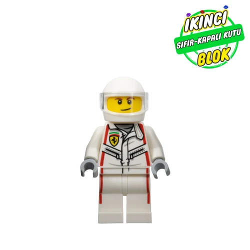 LEGO® Minifigür Race Driver, White Ferrari Racing Suit, White Helmet Sıfır sc097
