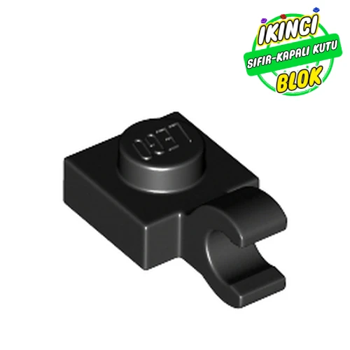 LEGO® Plate Special 1 x 1 with Clip Horizontal [Thick Open O Clip] Siyah Sıfır