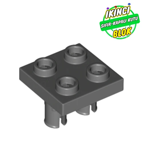 LEGO® Plate 2 x 2 with 2 Pins Koyu Mavimsi Gri Sıfır