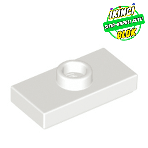 LEGO® 1 x 2 Modifiye Düz Plaka 1 Birim Atlatıcılı Beyaz Sıfır
