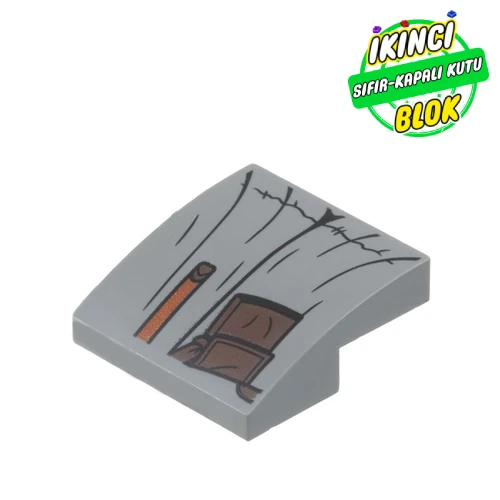 LEGO® Slope Curved 2 x 2 x 2/3 with Dress/Robe, Dark Brown Patches/Pockets print Koyu Mavimsi Gri Sıfır