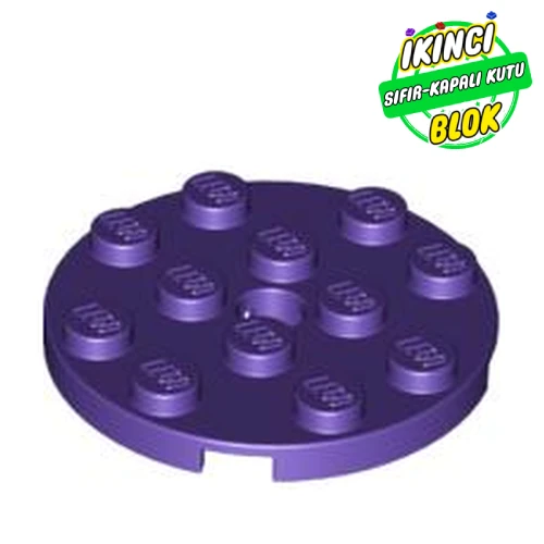 LEGO® Plate Round 4 x 4 with Pin Hole Koyu Mor Sıfır