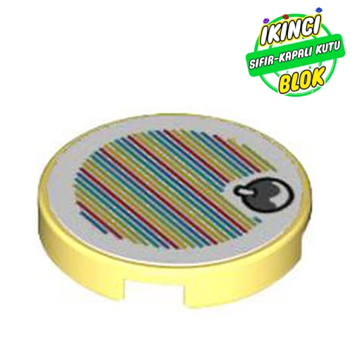 LEGO® Tile Round 2 x 2 with Bottom Stud Holder with Yoshi Fruit and Barcode Print (Sticker) Parlak Açık Sarı Sıfır