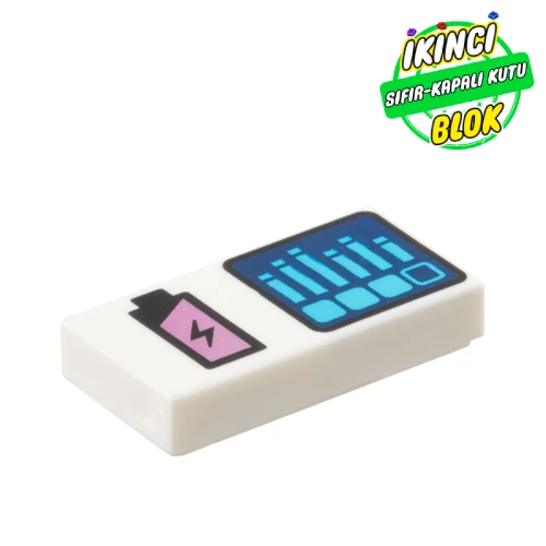 LEGO® Tile 1 x 2 with Battery, Graph print Beyaz Sıfır