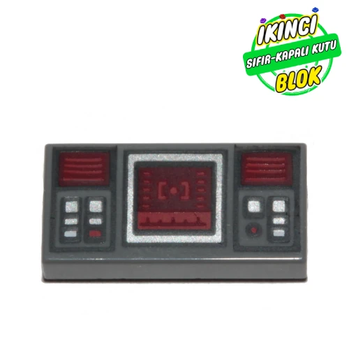 LEGO® Tile 1 x 2 with Controls print Koyu Mavimsi Gri Sıfır