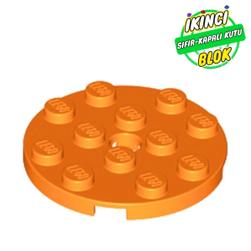 LEGO® Plate Round 4 x 4 with Pin Hole Turuncu Sıfır