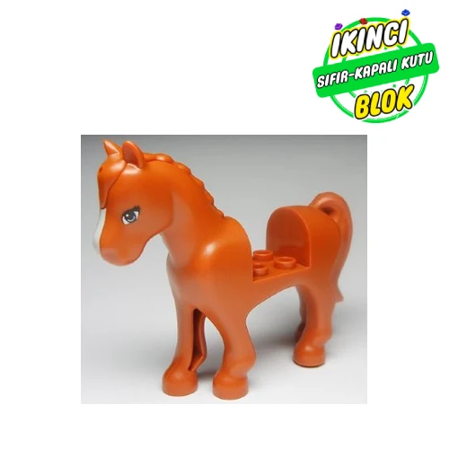 LEGO® Animal, Horse with 2 x 2 Cutout, Blue Eyes and White Blaze Print Koyu Turuncu Sıfır