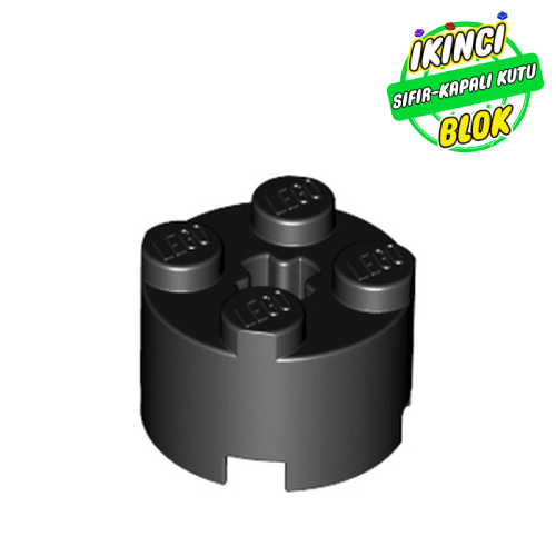 LEGO® 2 x 2 Kavisli Daire Tuğla Aks Boşluklu Siyah Sıfır