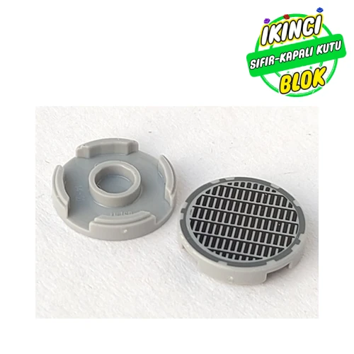 LEGO® Tile Round 2 x 2 with Bottom Stud Holder with Fine Mesh Grille Print Açık Mavimsi Gri Sıfır