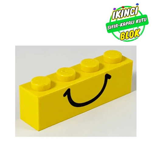 LEGO® Brick 1 x 4 with Black Smile Print Sarı Sıfır