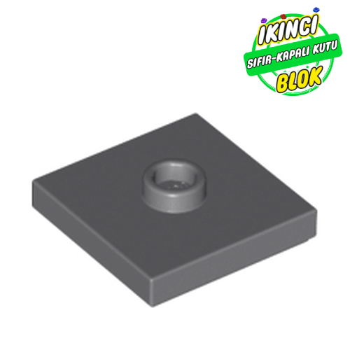 LEGO® 2 x 2 Modifiye Düz Plaka 1 Birim Merkezli Çıkışlı Koyu Mavimsi Gri Sıfır