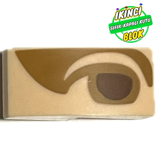 LEGO® Slope Curved 2 x 1 No Studs with Reddish Brown Eye, Nougat Eyebrow print Açık Nugat Sıfır