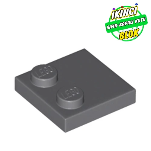 LEGO® 2 x 2 Modifiye Düz Plaka 2 birim çıkışlı Koyu Mavimsi Gri Sıfır