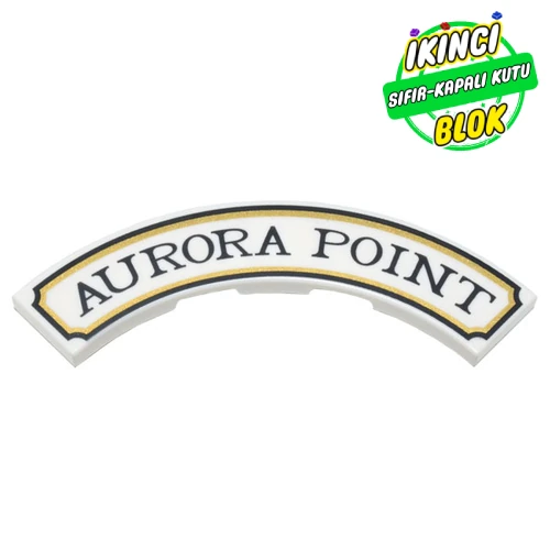 LEGO® Tile 4 x 4 Curved, Macaroni with 'AURORA POINT' print Beyaz Sıfır