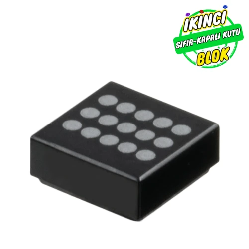 LEGO® Tile 1 x 1 with 15 Silver Dots print Siyah Sıfır