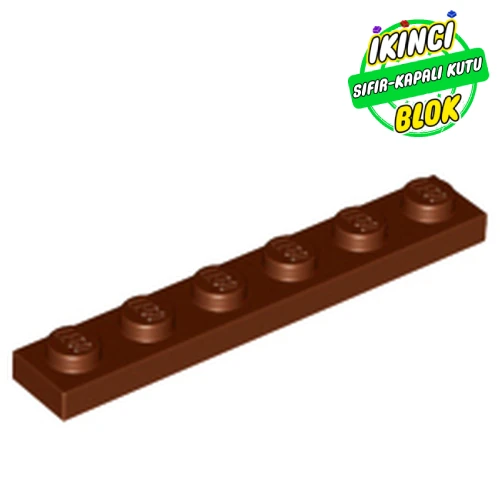 LEGO® Plate 1 x 6 Kırmızımsı Kahverengi Sıfır