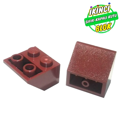 LEGO® 2 x 2 Boş Studlı 45 Derece Ters Eğimli Parça Kızıl Kahverengi Sıfır