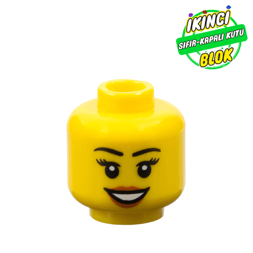 LEGO® Gülümseyen Kadın Rujlu Minifigür Kafası Sarı Sıfır