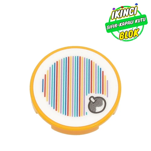 LEGO® Tile Round 2 x 2 with Bottom Stud Holder with Yoshi Fruit and Barcode Print (Sticker) Parlak Açık Turuncu Sıfır