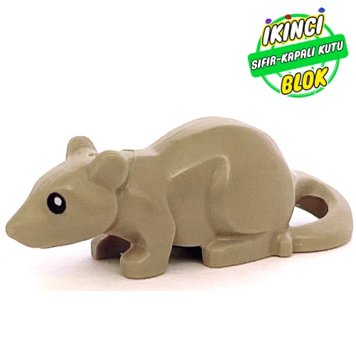 LEGO® Animal, Rodent, Rat / Mouse with Black Eyes Print Koyu Bej Sıfır