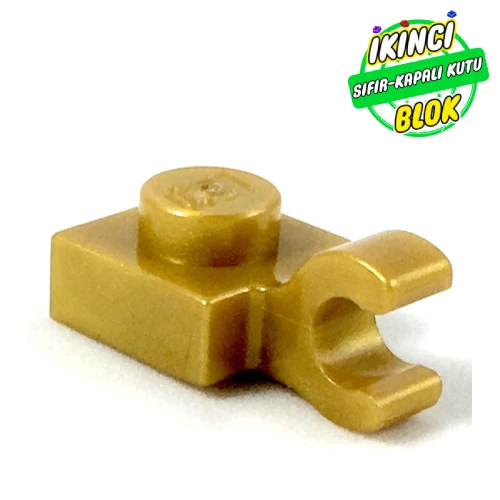 LEGO® Plate Special 1 x 1 with Clip Horizontal [Thick Open O Clip] İnci Altın Sıfır