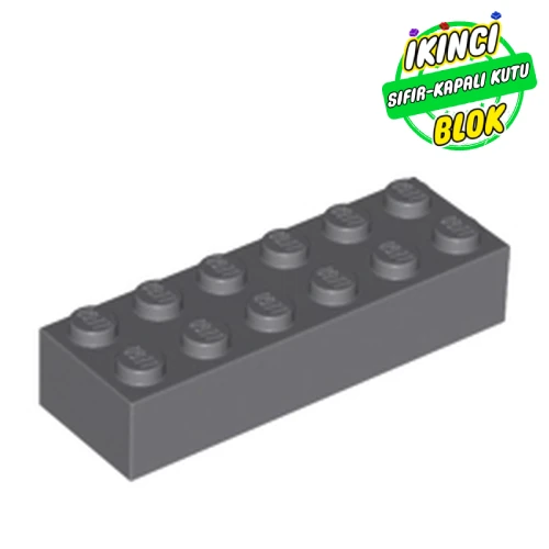 LEGO® Brick 2 x 6 Koyu Mavimsi Gri Sıfır