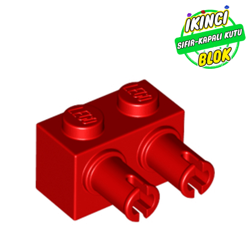 LEGO® 1 x 2 2 Pim Çıkışlı Modifiye Tuğla Kırmızı Sıfır