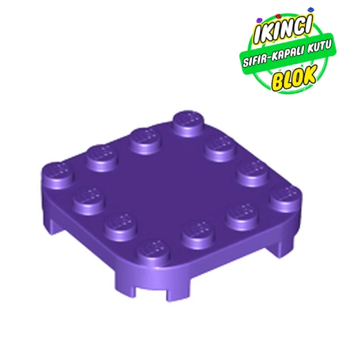 LEGO® Plate Round Corners 4 x 4 x 2/3 Circle with Reduced Knobs Koyu Mor Sıfır