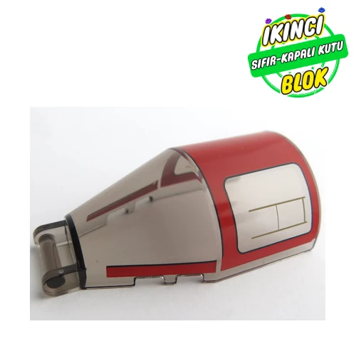 LEGO® Windscreen 7 x 4 x 2 Round with Handle with Red Cockpit print Şeffaf Kahverengi Sıfır