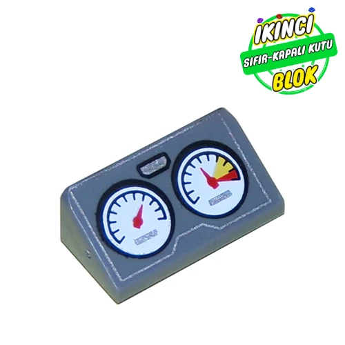 LEGO® Slope 30° 1 x 2 x 2/3 with 2 Gauges print Koyu Mavimsi Gri Sıfır