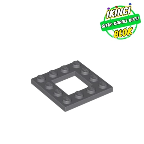 LEGO® Plate Special 4 x 4 with 2 x 2 Opening Koyu Mavimsi Gri Sıfır