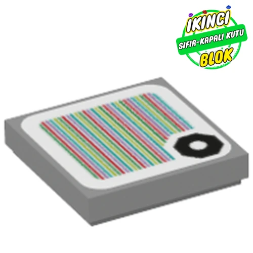 LEGO® Tile 2 x 2 with Bolt Nut and Barcode Print (Sticker) Açık Mavimsi Gri Sıfır