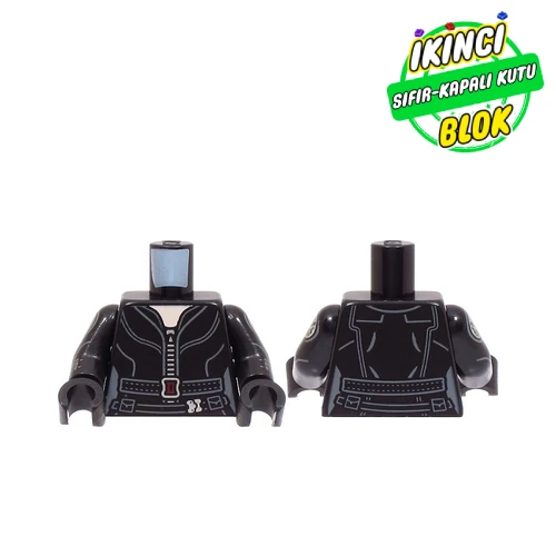 LEGO® Torso Jacket, Zipper, Black Belt, SHIELD Logo on Shoulder print, Black Arms and Hands Siyah Sıfır