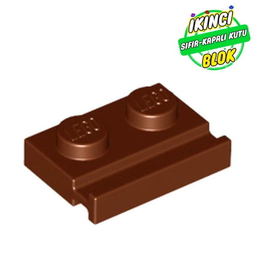 LEGO® Plate Special 1 x 2 with Door Rail Kırmızımsı Kahverengi Sıfır