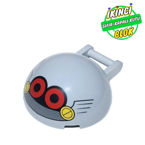 LEGO® Windscreen 4 x 4 x 1 2/3 Canopy Half Sphere with Handle with Robotnik Face print Açık Mavimsi Gri Sıfır