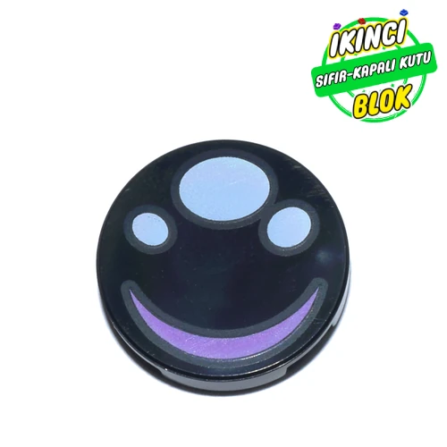 LEGO® Tile Round 2 x 2 with Bottom Stud Holder, Eye with Medium Lavender Highlight Print Siyah Sıfır
