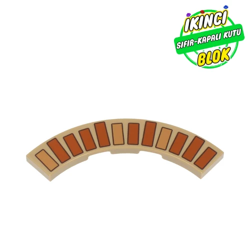 LEGO® Tile 4 x 4 Curved, Macaroni with Nougat/Medium Nougat Bricks print Koyu Bej Sıfır