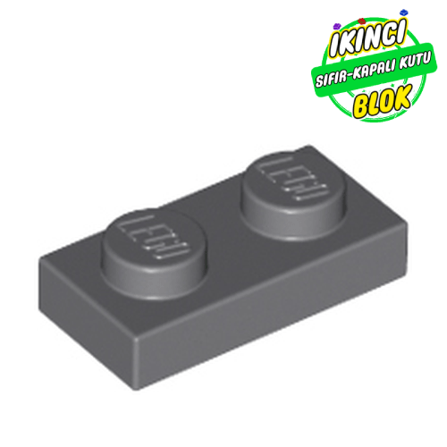 LEGO® 1 x 2 Plaka Koyu Mavimsi Gri Sıfır