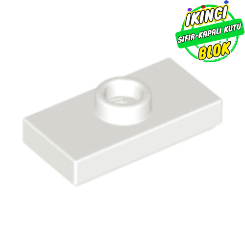 LEGO® 1 x 2 Modifiye Düz Plaka 1 Birim Atlatıcılı Beyaz Sıfır