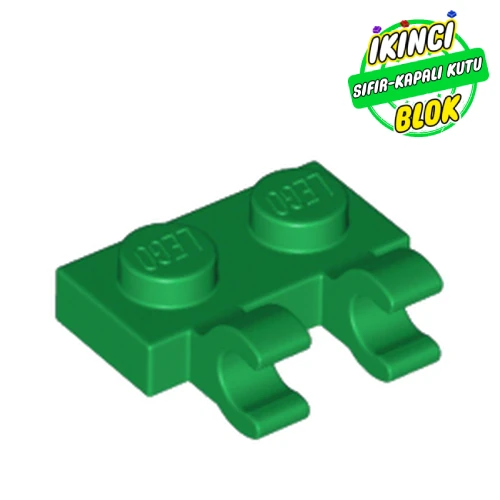 LEGO® Plate Special 1 x 2 with Clips Horizontal [Open O Clips] Yeşil Sıfır