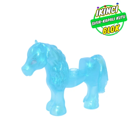 LEGO® Animal, Horse with 1 x 1 Cut Out with Stud and Blue Eyes print Opal Şeffaf Açık Mavi Sıfır