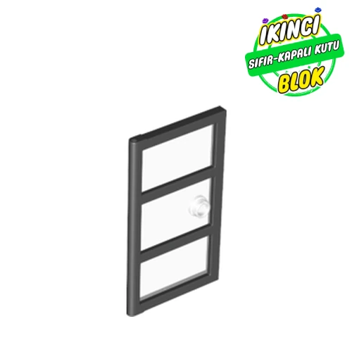 LEGO® Door 1 x 4 x 6 with 3 Panes and Stud Handle with Trans-Clear Glass Siyah Sıfır