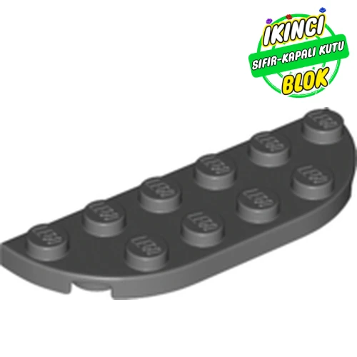 LEGO® Plate Round Corners 2 x 6 Double Koyu Mavimsi Gri Sıfır
