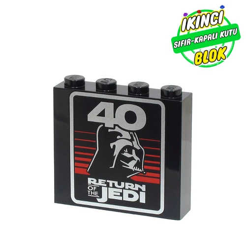 LEGO® Brick 1 x 4 x 3 with '40 RETURN OF THE JEDI', Darth Vader print Siyah Sıfır