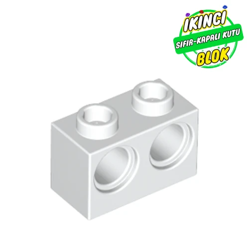 LEGO® Technic Brick 1 x 2 [2 Pin Holes] Beyaz Sıfır