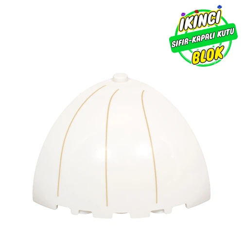 LEGO® Brick Round Corner 5 x 5 x 3 1/3 Quarter Dome Top with 3 Tan Stripes print Beyaz Sıfır