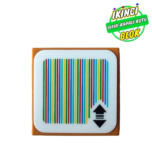 LEGO® Tile 2 x 2 with Double Arrow and Barcode Print (Sticker) Orta Nugat Sıfır